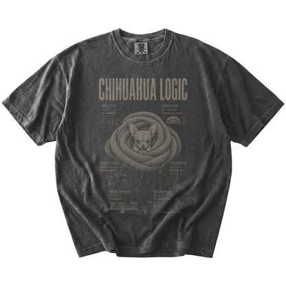 Pepper Chihuahua Logic T-Shirt laid flat