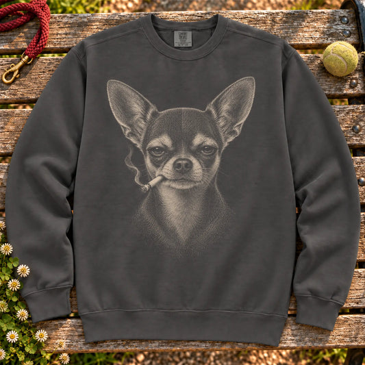 Chihuahua smoking design on a Pepper sweatshirt