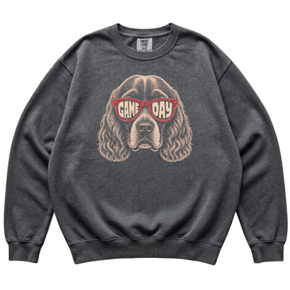 Pepper Cocker Spaniel Game Day Sunglasses sweatshirt, laid flat