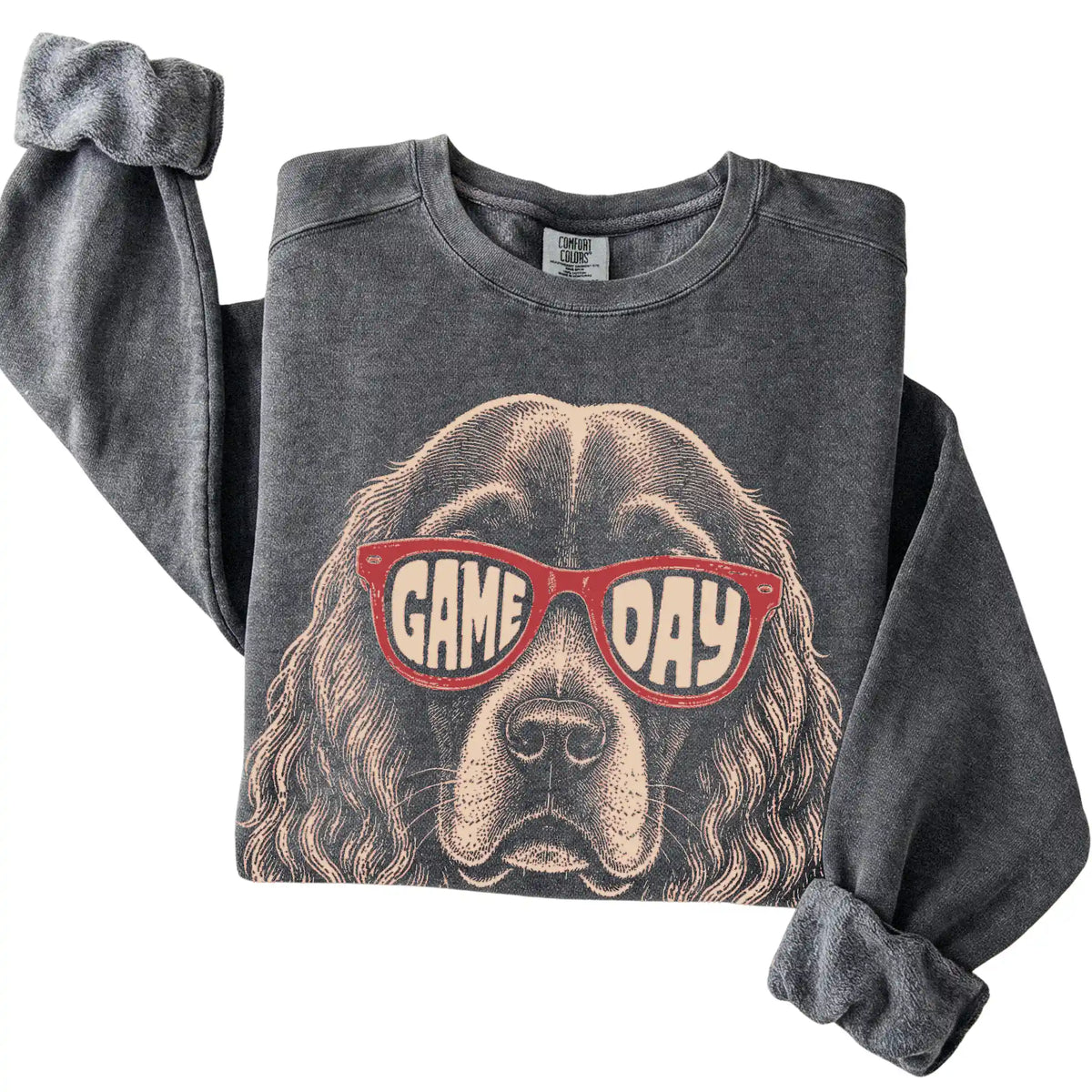 Pepper Cocker Spaniel Game Day Sunglasses sweatshirt, folded