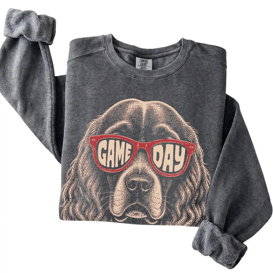 Pepper Cocker Spaniel Game Day Sunglasses sweatshirt, folded