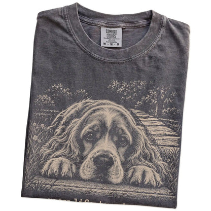 Cocker Spaniel Karma Comfort Colors T-shirt in Pepper — Folded Detail