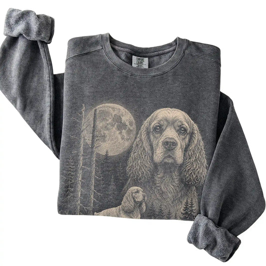 Pepper Cocker Spaniel Moonlit Forest Comfort Colors sweatshirt, folded view