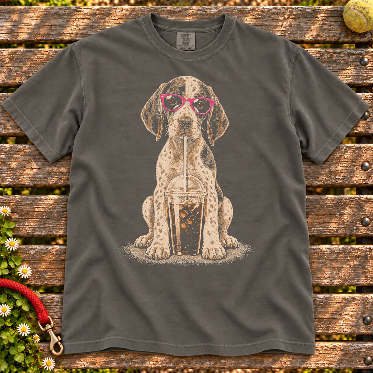 Pepper Comfort Colors® T-shirt featuring the Pointer Cold Coffee design.