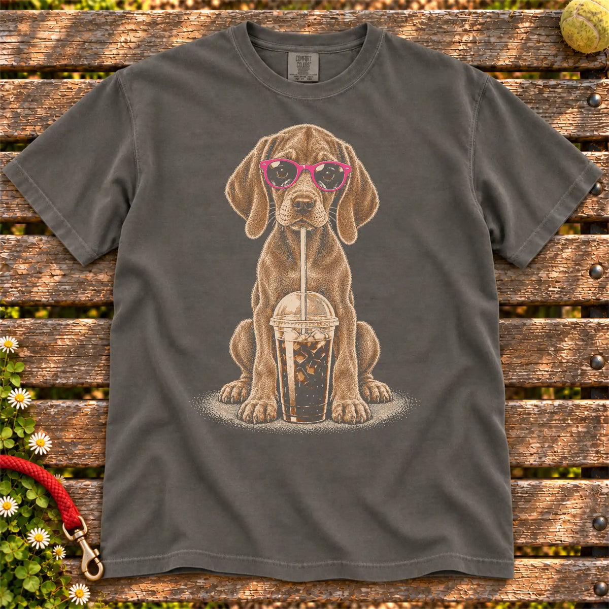 Pepper Comfort Colors® T-shirt featuring the Vizsla Cold Coffee design.