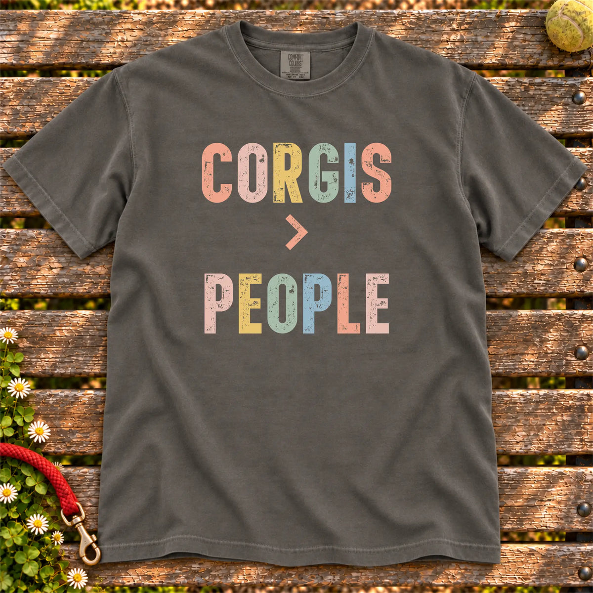 Corgis > People design on a Pepper Comfort Colors® T-shirt