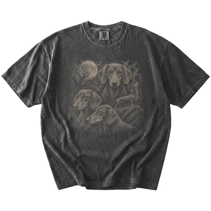 Vintage moon montage featuring Dachshund on a Pepper Comfort Colors® T-shirt