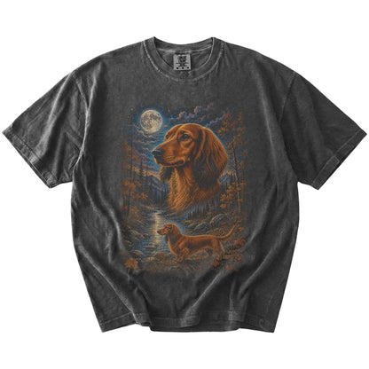 pepper T-shirt with Dachshund Autumn Moon artwork.