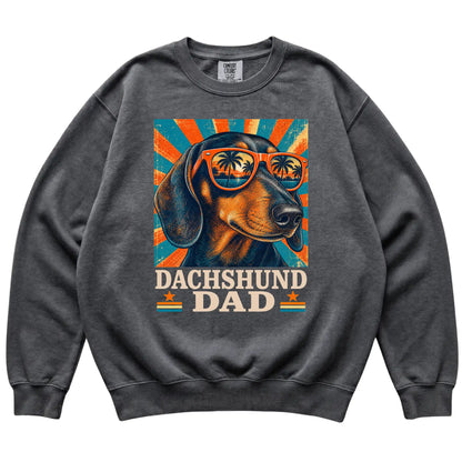 Retro Dachshund Dad design on a Pepper Comfort Colors sweatshirt
