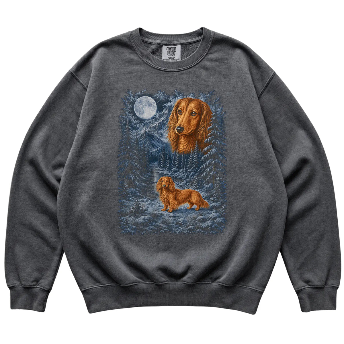 Dachshund Forest Moon Sweatshirt in Pepper