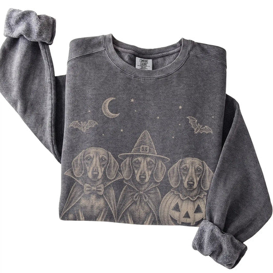 Pepper Dachshund Halloween Costume Comfort Colors sweatshirt, folded view