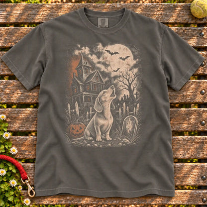 Haunted House Dachshund T-Shirt in Pepper