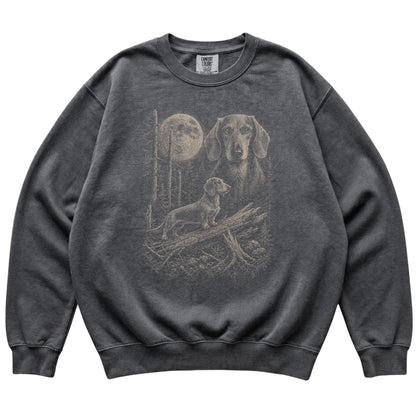 Pepper Dachshund Moonlit Forest Comfort Colors sweatshirt, flat view