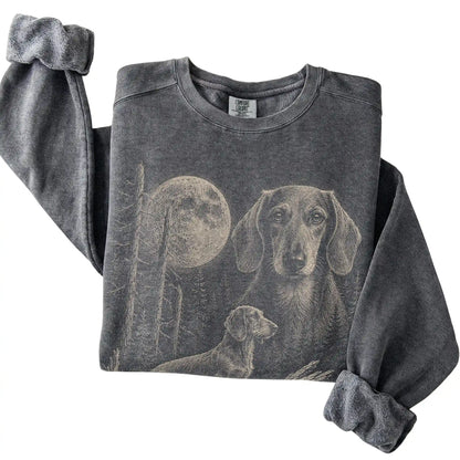 Pepper Dachshund Moonlit Forest Comfort Colors sweatshirt, folded view