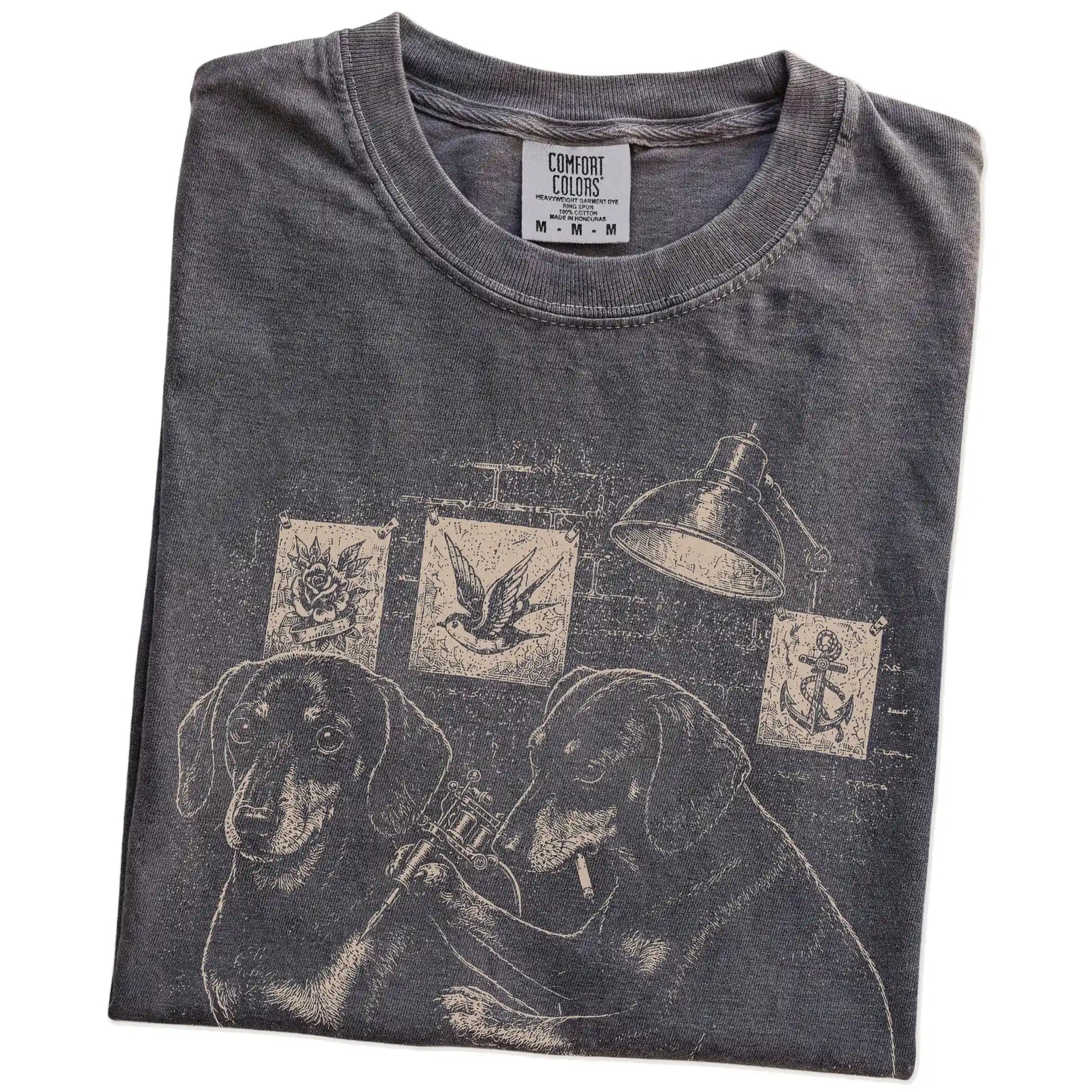 Folded Pepper Dachshund Tattoo t-shirt showing the graphic
