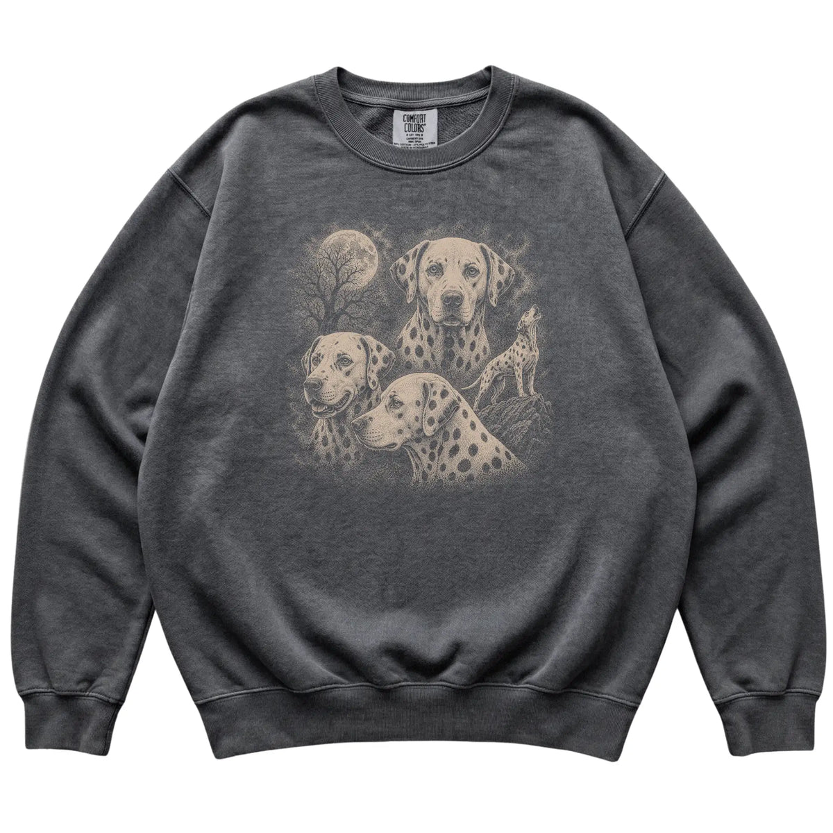 Dalmatian 90s Moon Sweatshirt in Pepper — flat lay