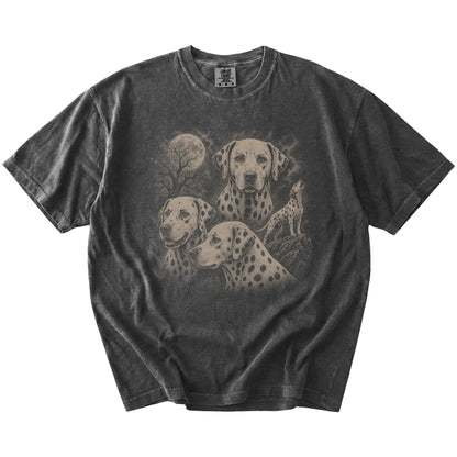 Vintage moon montage featuring Dalmatian on a Pepper Comfort Colors® T-shirt