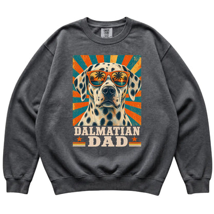 Retro Dalmatian Dad design on a Pepper Comfort Colors sweatshirt