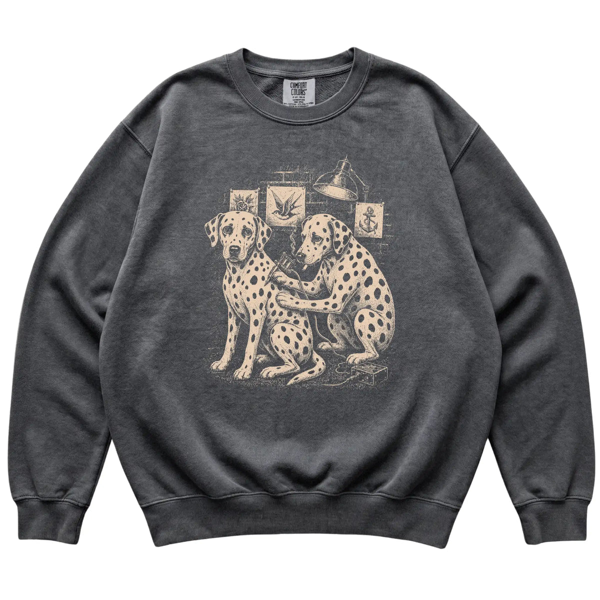 Pepper Dalmatian Dog Tattoo Artist shirt laid flat
