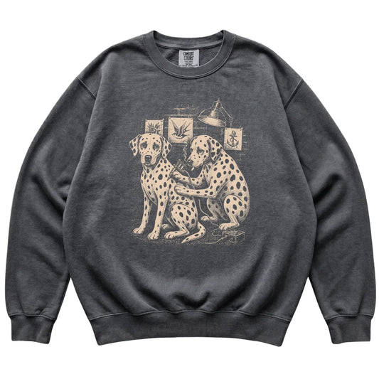 Pepper Dalmatian Dog Tattoo Artist shirt laid flat
