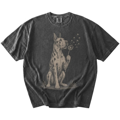 Great Dane portrait with drifting dandelion seeds on a Pepper Comfort Colors® T-shirt