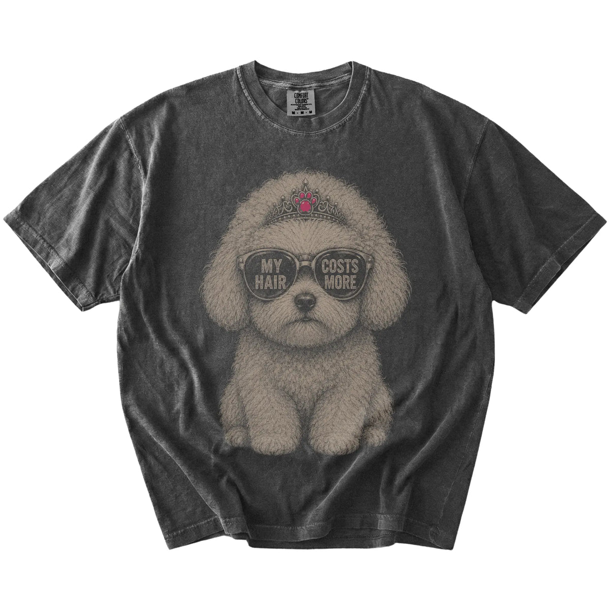 Pepper Diva Bichon Frise T-Shirt laid flat