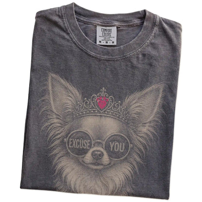 Folded Pepper Diva Long-Haired Chihuahua T-Shirt showing the graphic