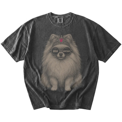 Pepper Diva Pomeranian T-Shirt laid flat