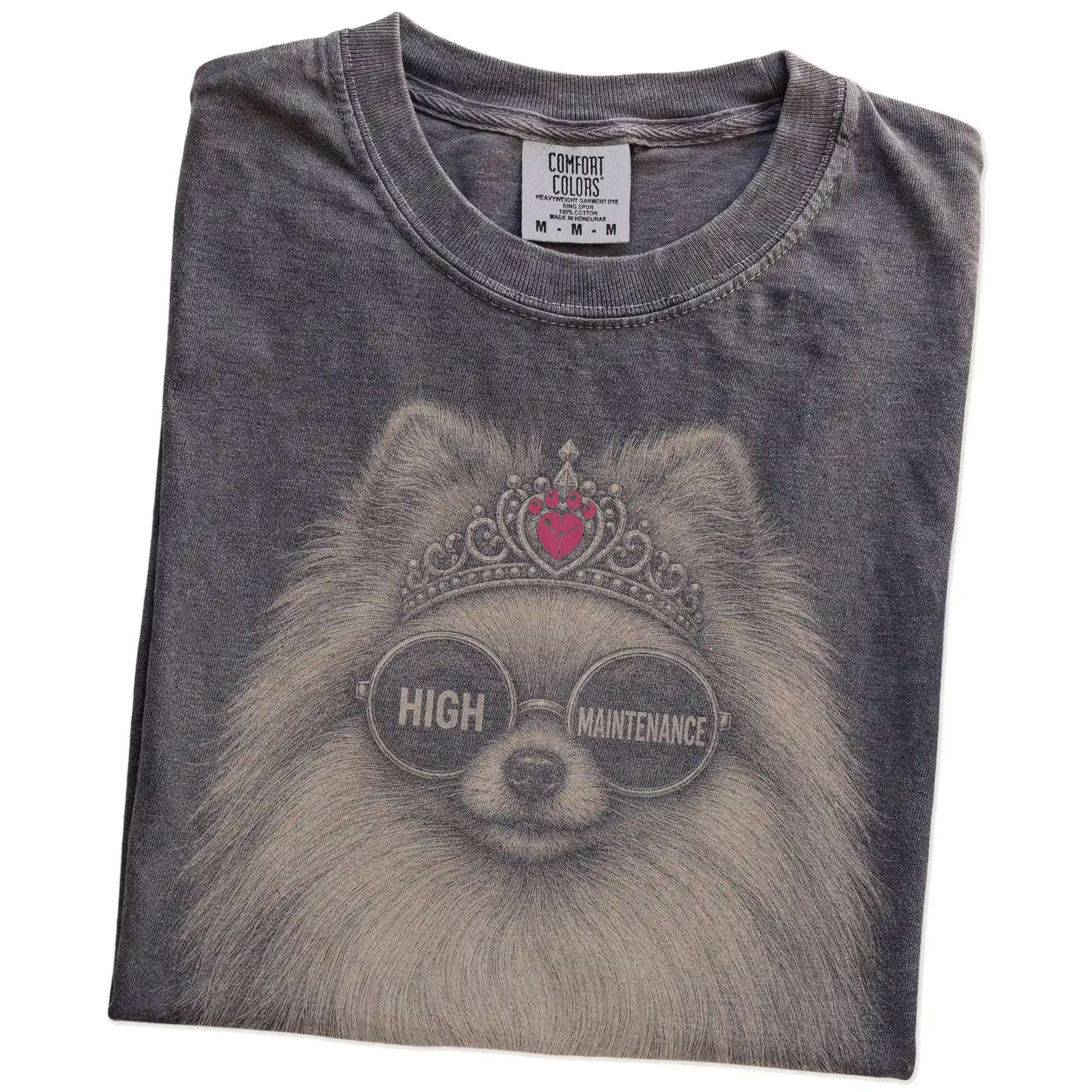 Folded Pepper Diva Pomeranian T-Shirt showing the graphic