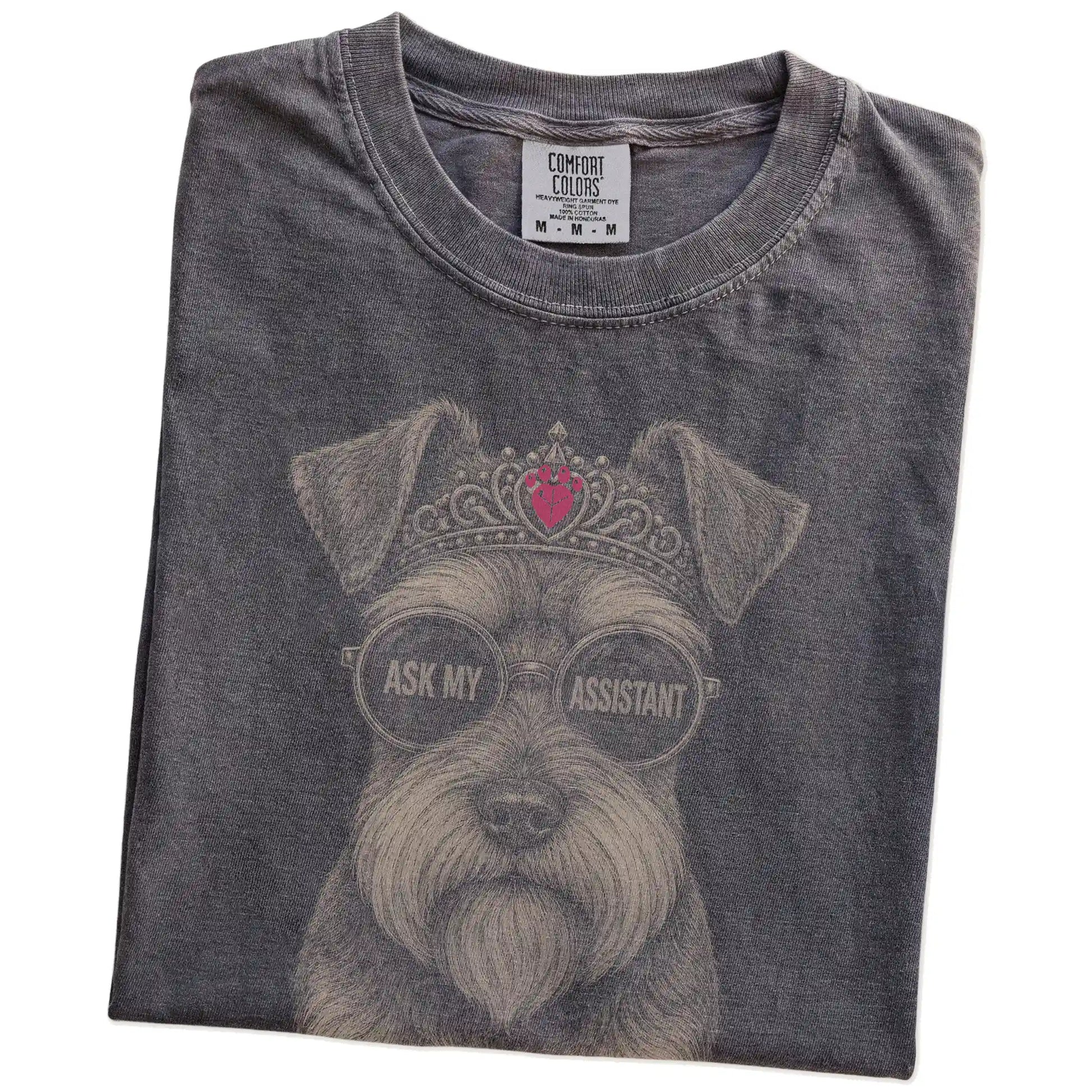 Folded Pepper Diva Schnauzer T-Shirt showing the graphic