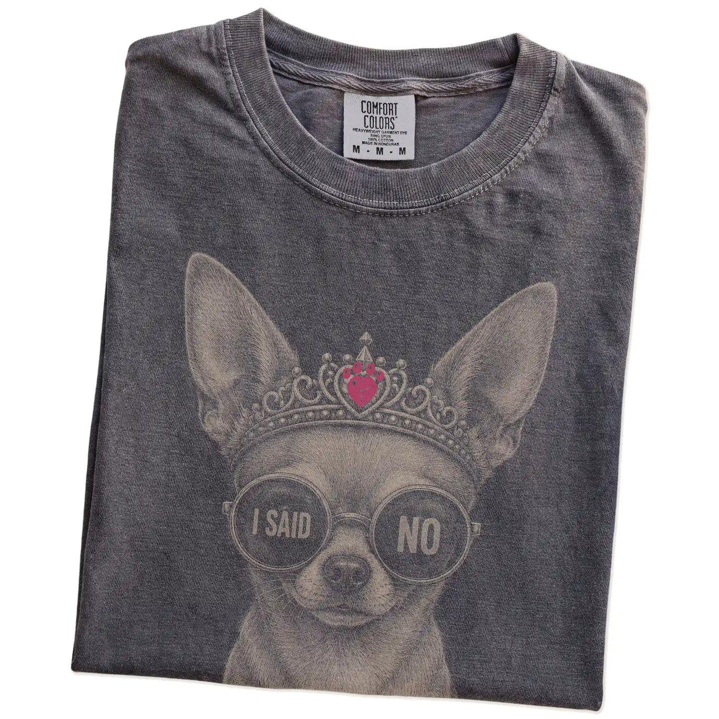 Folded Pepper Diva Short-Haired Chihuahua T-Shirt showing the graphic
