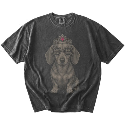 Pepper Diva Short-Haired Dachshund T-Shirt laid flat
