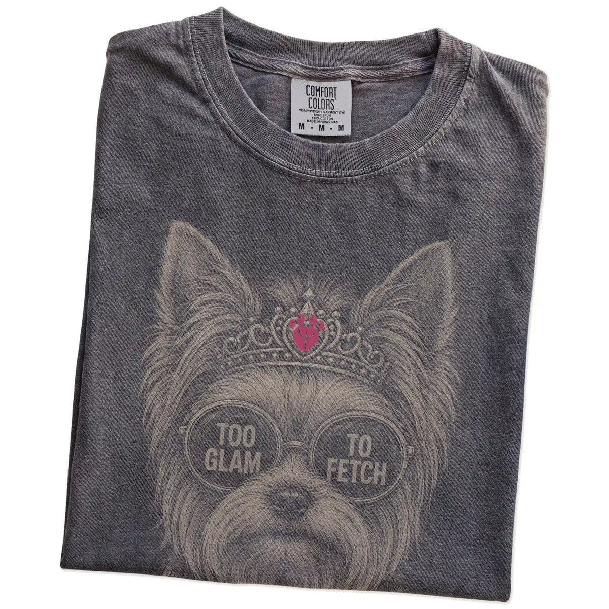 Folded Pepper Diva Yorkie T-Shirt showing the graphic