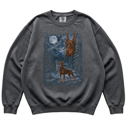 Doberman Forest Moon Sweatshirt in Pepper