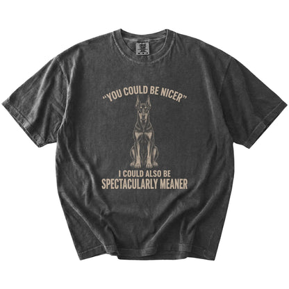 Doberman Guard Dog T-Shirt in Pepper — flat lay