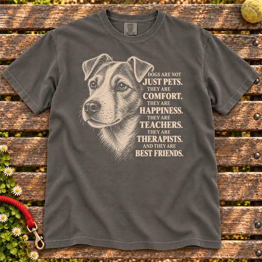 Dogs Are Not Just Pets Jack Russell text design on a Pepper Comfort Colors T-shirt