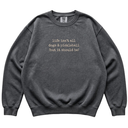 Pepper Dogs and Pickleball Comfort Colors sweatshirt laid flat