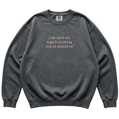 Pepper Dogs and Quilting Comfort Colors sweatshirt laid flat