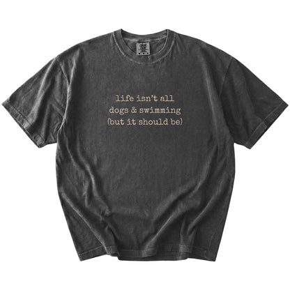 Dog-themed swimming graphic on a Pepper Comfort Colors® T-shirt