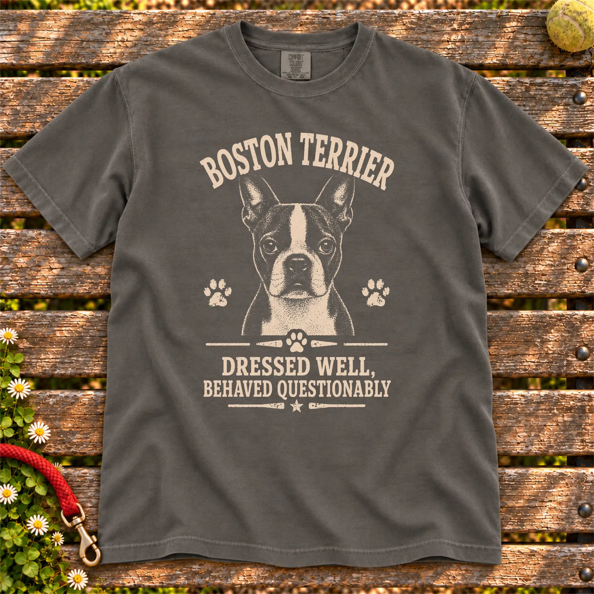 Dapper Boston Terrier T-Shirt in Pepper