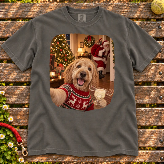 Goldendoodle Eggnog Selfie design on a Pepper Comfort Colors® T-shirt