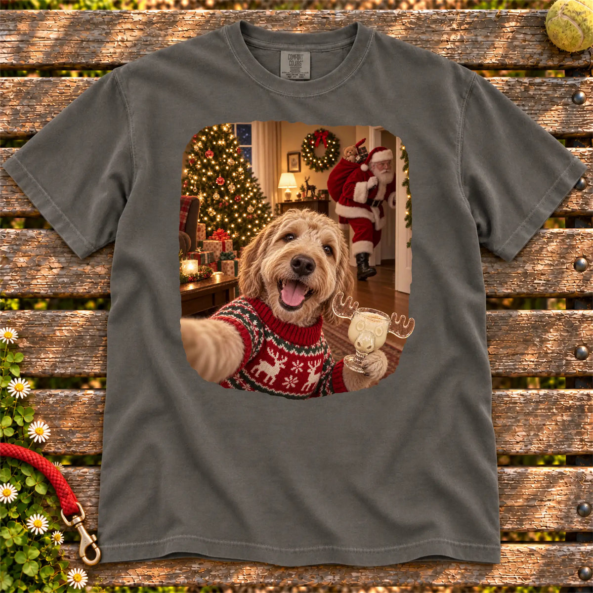 Labradoodle Eggnog Selfie design on a Pepper Comfort Colors® T-shirt