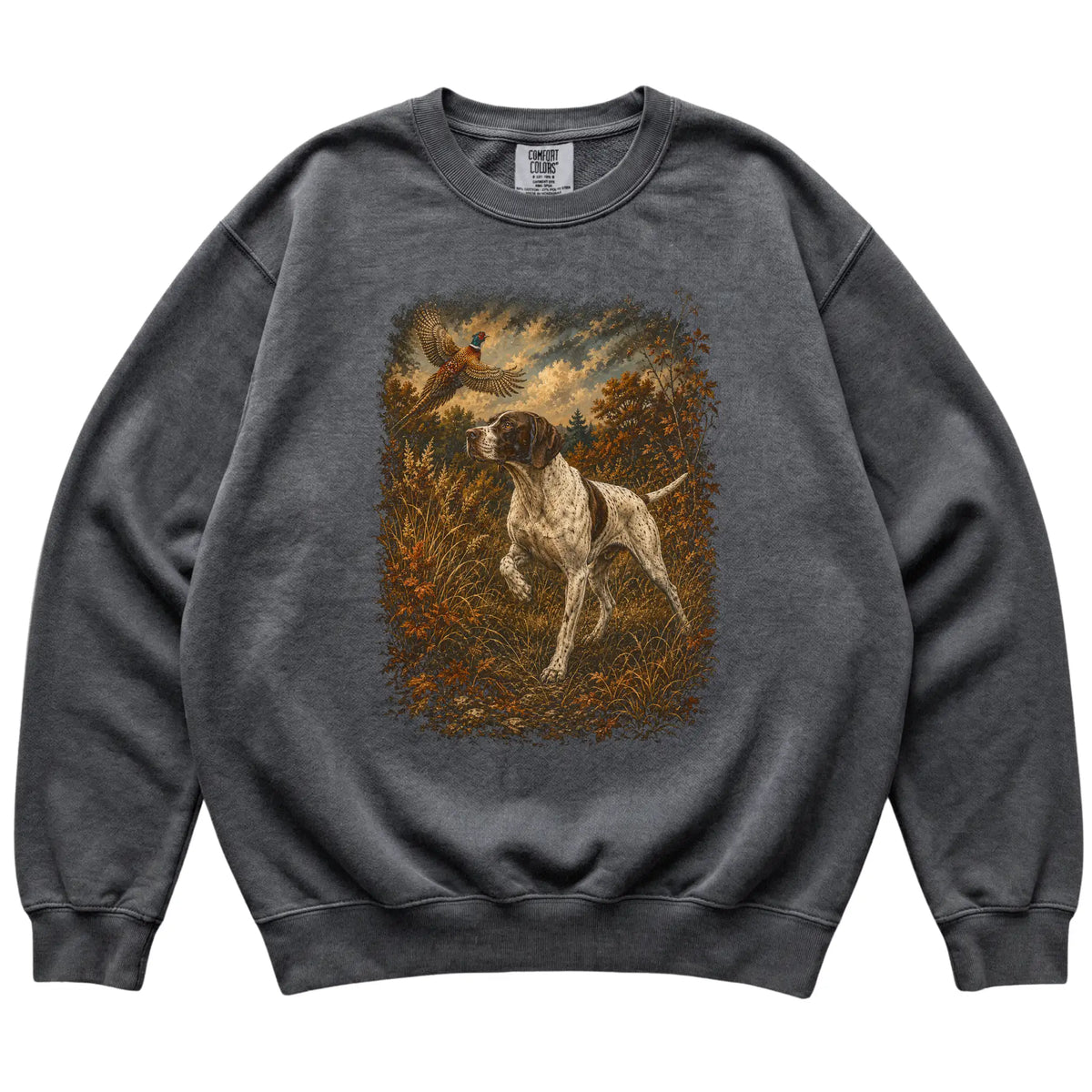 English Pointer Pheasant Hunting Sweatshirt in Pepper