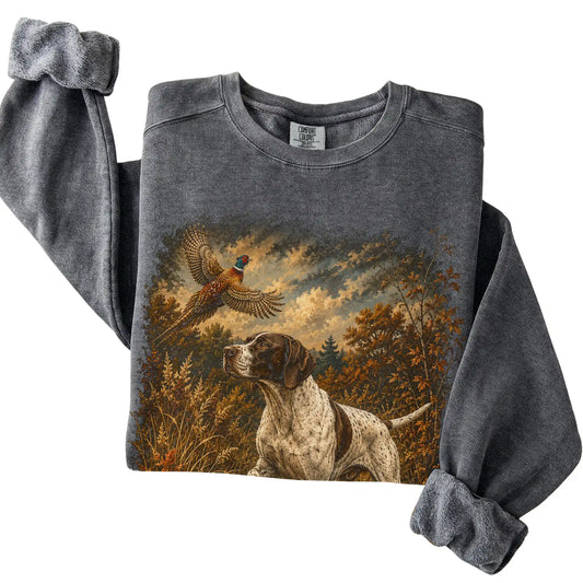 English Pointer Pheasant Hunting Sweatshirt in Pepper