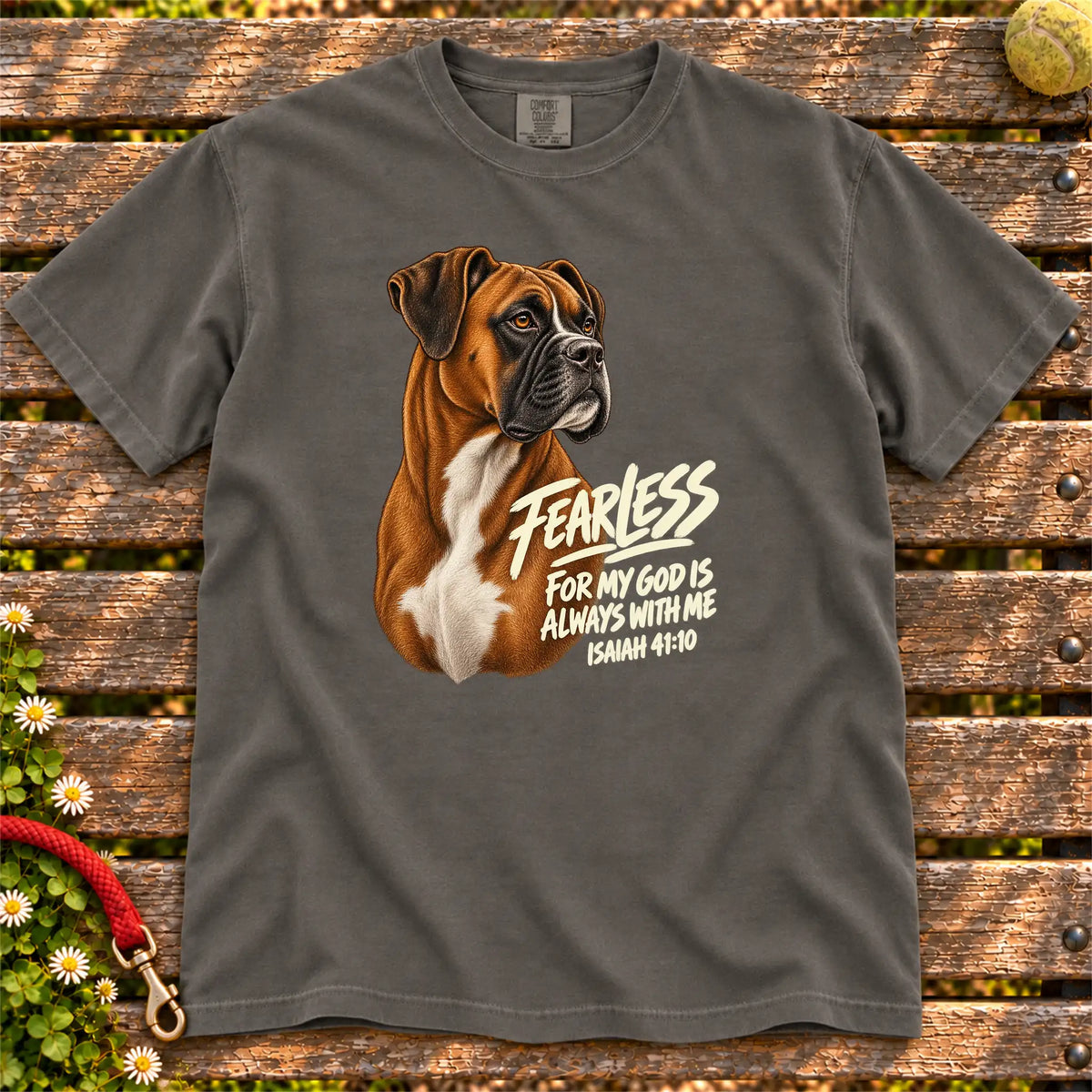 Pepper Fearless Boxer T-shirt with Isaiah 41:10