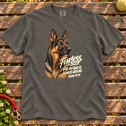 Pepper Fearless German Shepherd T-shirt with Isaiah 41:10