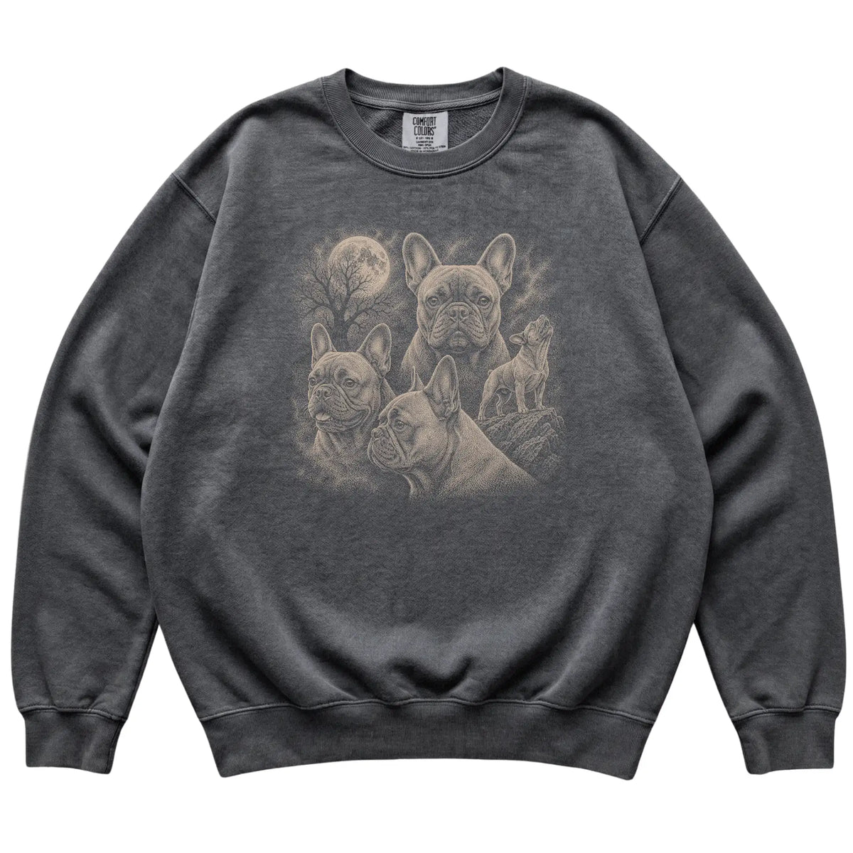 French Bulldog 90s Moon Sweatshirt in Pepper — flat lay