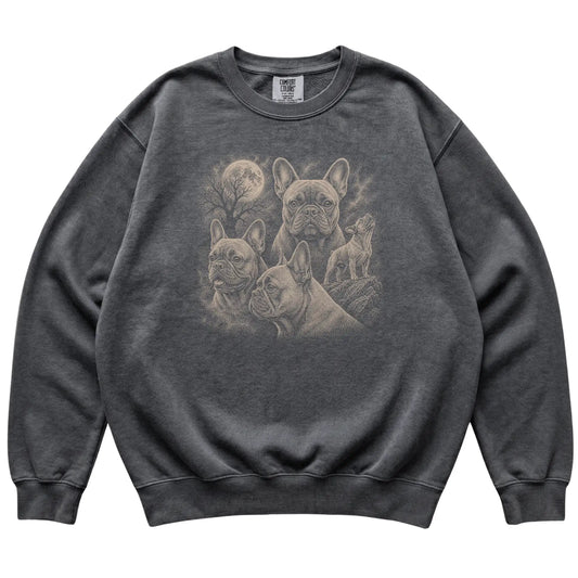 French Bulldog 90s Moon Sweatshirt in Pepper — flat lay