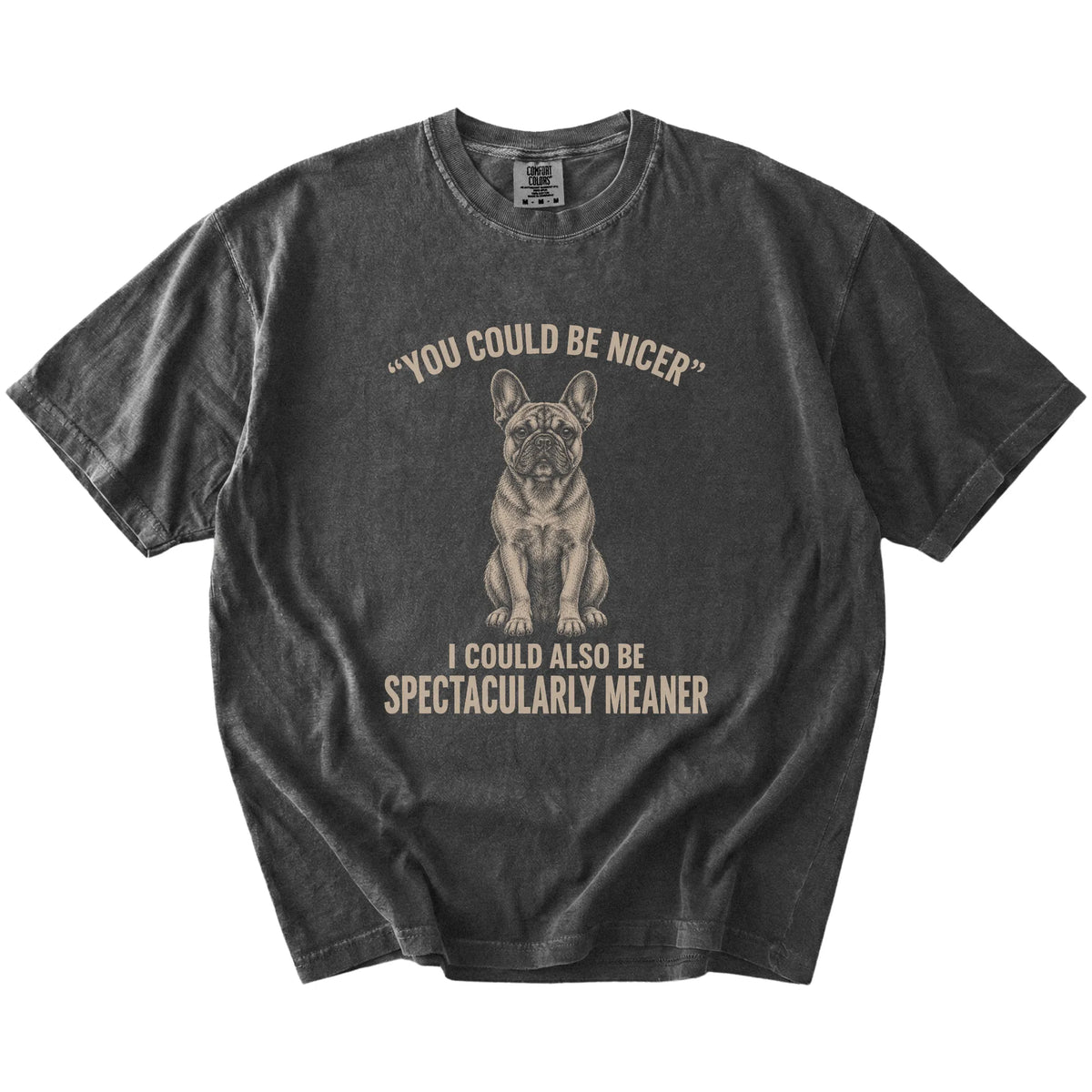 French Bulldog Guard Dog T-Shirt in Pepper — flat lay