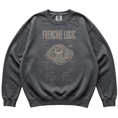 Pepper French Bulldog Logic sweatshirt laid flat